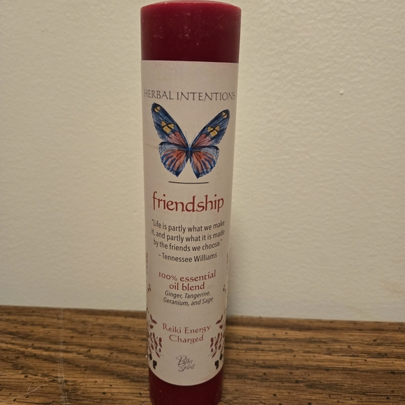 Red Friendship Candle with Butterfly Design - Picture 1 of 1